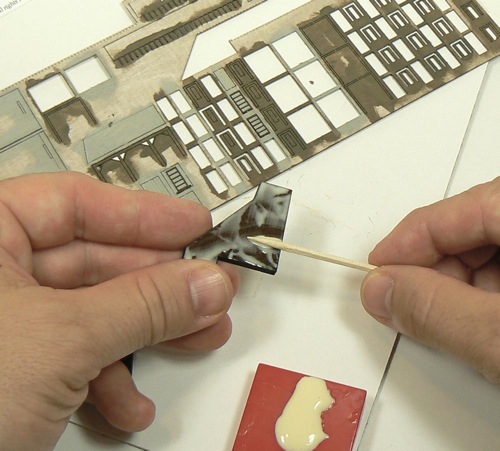 Building the covered staircase for  Z-scale model railroad kit