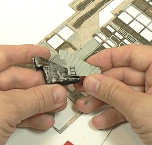 Building the covered staircase for  Z-scale model railroad kit