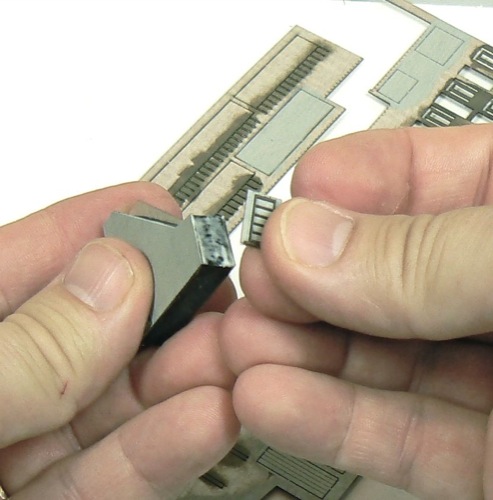 Building the covered staircase for  Z-scale model railroad kit