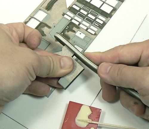 Building the covered staircase for  Z-scale model railroad kit