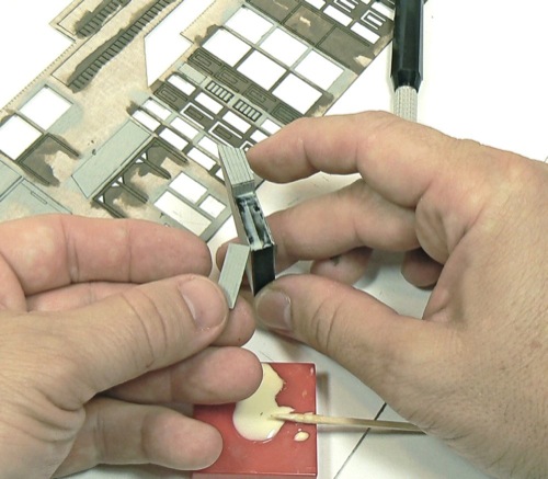 Building the covered staircase for  Z-scale model railroad kit