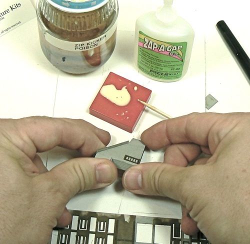 Building the covered staircase for  Z-scale model railroad kit