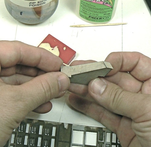 Building the covered staircase for  Z-scale model railroad kit