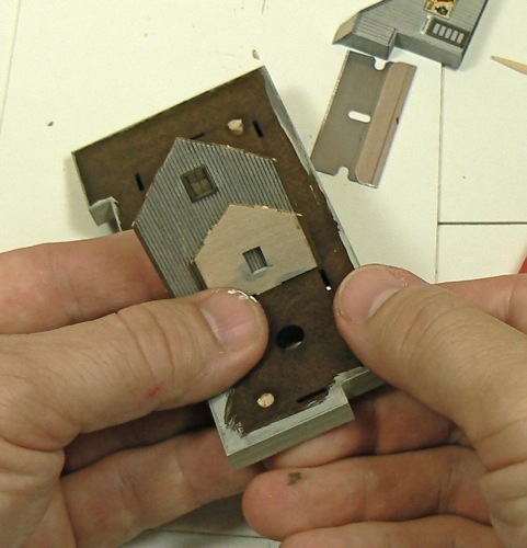 Adding walls to the Curtis Bros. Plumbing Supply Co Z-scale model railroad kit