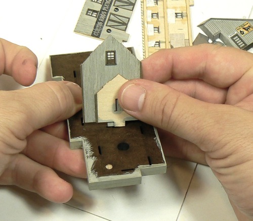 Adding walls to the Curtis Bros. Plumbing Supply Co Z-scale model railroad kit