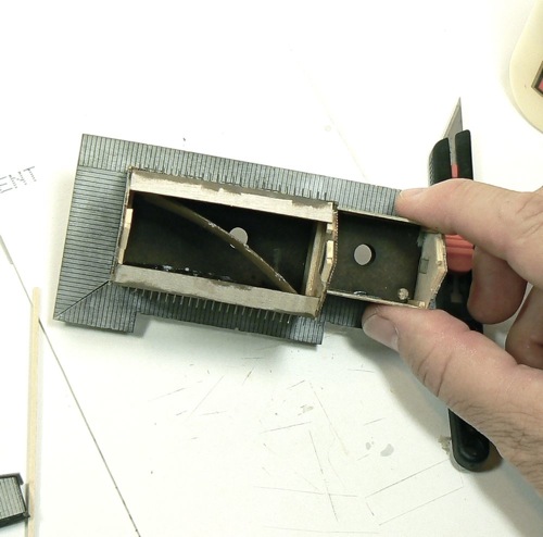 Adding walls to the Curtis Bros. Plumbing Supply Co Z-scale model railroad kit