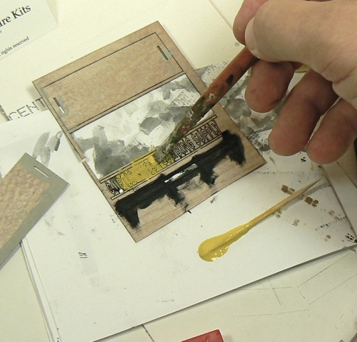 Adding the roof to the Curtis Bros. Plumbing Supply Co Z-scale model railroad kit